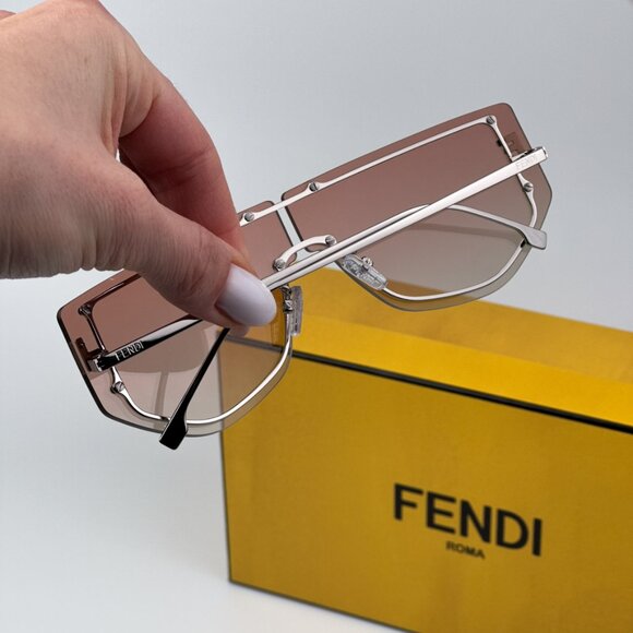 Fendi FE40096U 16T FENDI FIRST CRYSTAL BRAND NEW Sunglasses Palladium Unisex - Picture 3 of 12
